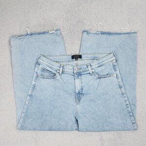 Banana Republic Jeans Womens 14/32 Light Wash Wide Leg High Rise Raw Hem Cropped